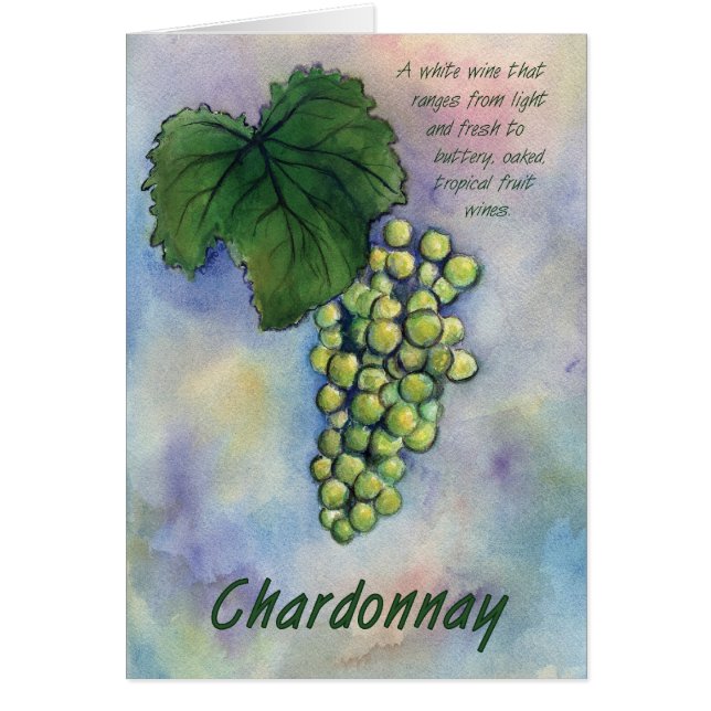Tarjeta de descripción y uvas de vino Chardonnay (Frente)