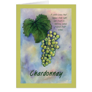 Tarjeta de descripción y uvas de vino Chardonnay