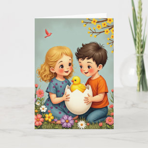 Tarjeta de Descubrimiento de Pollito de Primavera