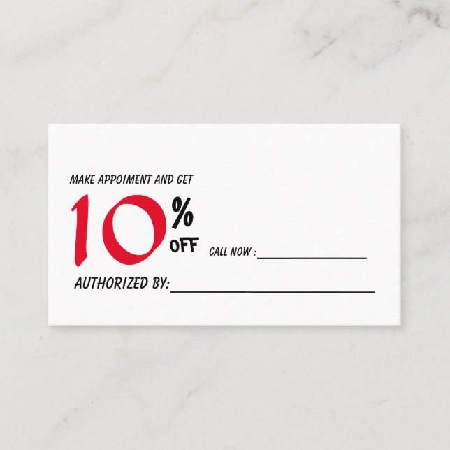 tarjeta de descuento (Anverso)