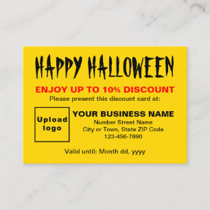 Tarjeta de descuento amarilla de Halloween Busines