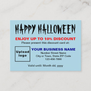 Tarjeta de descuento azul claro de Halloween empre