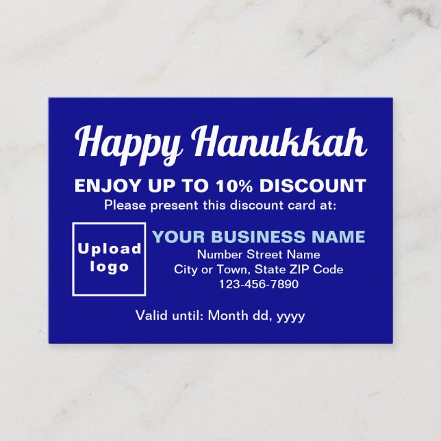 Tarjeta de descuento azul Hanukkah Business (Anverso)