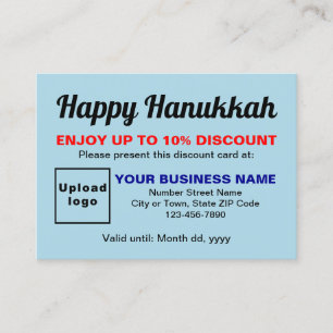 Tarjeta de descuento azul ligero Hanukkah de negoc