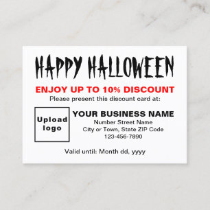 Tarjeta de descuento blanca Business Halloween