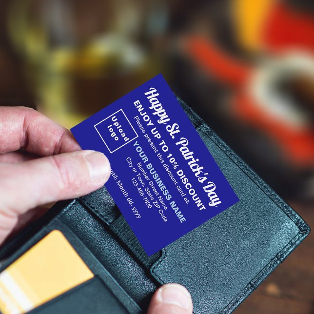 Tarjeta de descuento Blue de Business Saint Patric (Attract more customers this Saint Patrick's Day. Business Saint Patrick blue discount card.)