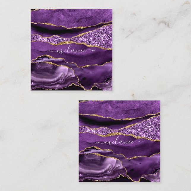 Tarjeta de descuento con brillo dorado morado Pers (Anverso / Reverso)