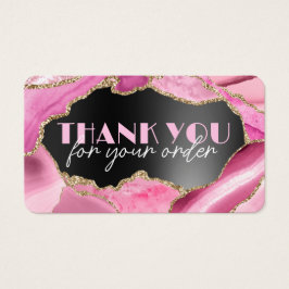 Tarjeta de descuento de ágata rosa con lámina negr