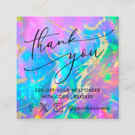 tarjeta de descuento de agradecimiento de opal con