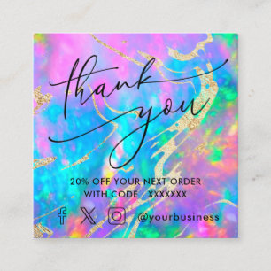 tarjeta de descuento de agradecimiento de opal con