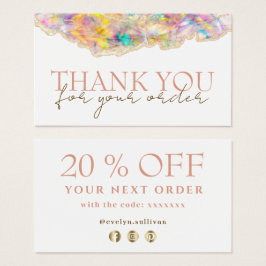 Tarjeta de descuento de agradecimiento para el dis