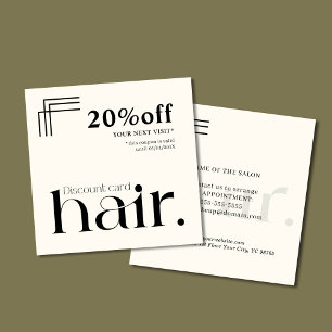 Tarjeta de descuento de belleza blanca y negra mod