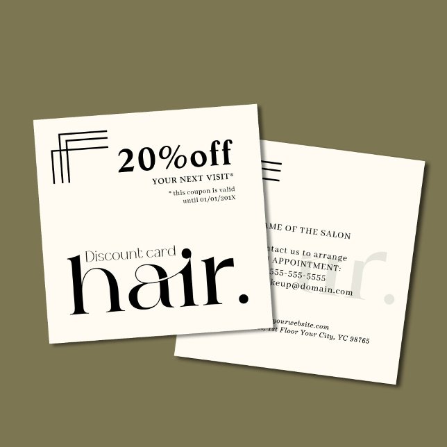 Tarjeta de descuento de belleza blanca y negra mod (Subido por el creador)