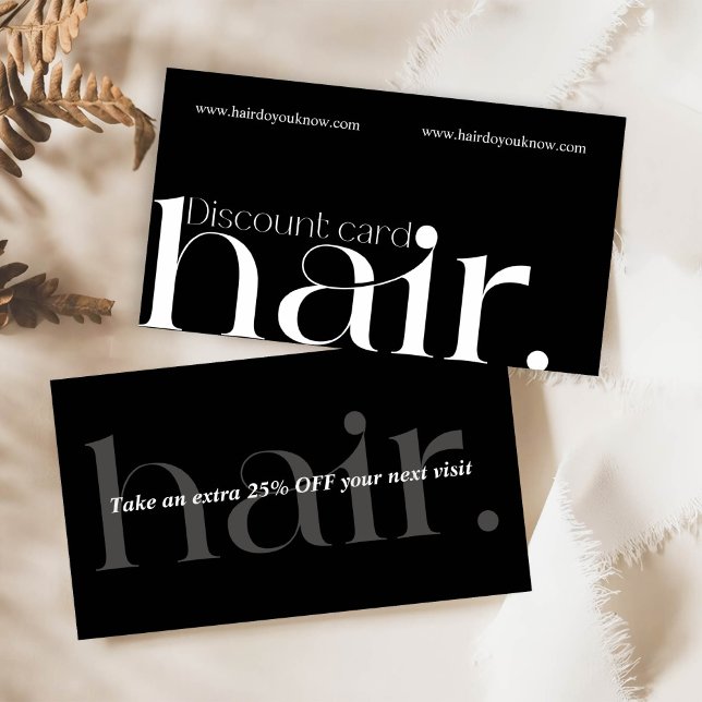 Tarjeta de descuento de belleza blanca y negra mod (Subido por el creador)