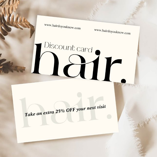 Tarjeta de descuento de belleza blanca y negra mod (Subido por el creador)