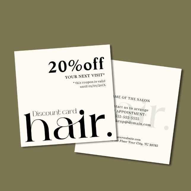 Tarjeta de descuento de belleza blanca y negra mod (Subido por el creador)