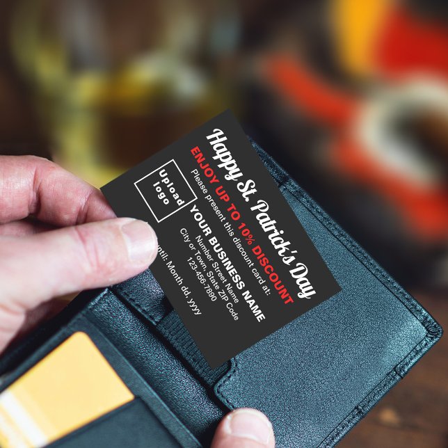 Tarjeta de descuento de Business Saint Patrick Bla (Attract more customers this Saint Patrick's Day. Business Saint Patrick black discount card.)