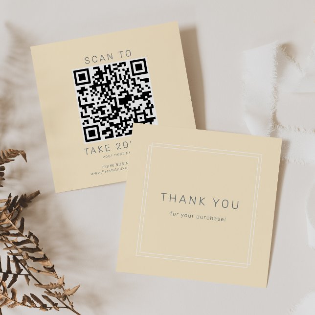 Tarjeta de descuento de código QR de agradecimient (AVERY Butter Yellow Business QR Code Thank You Discount Card)