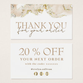 tarjeta de descuento de diseño beige marbling