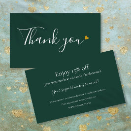 Tarjeta de descuento de gracias por comprar Verde 