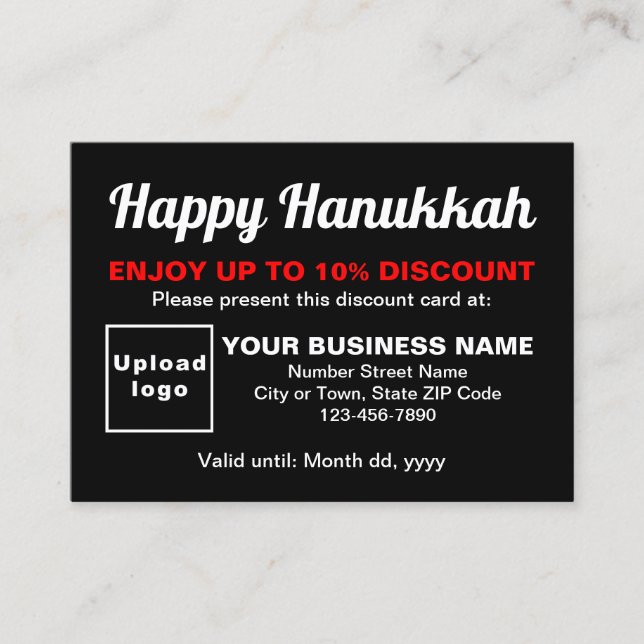 Tarjeta de descuento de Hanukkah Black (Anverso)