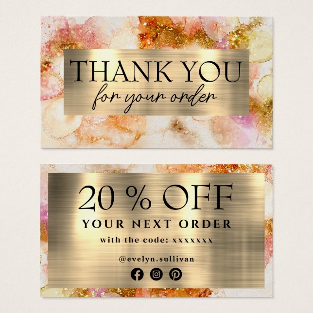 tarjeta de descuento de Relieve metalizado de faux (Anverso y reverso)