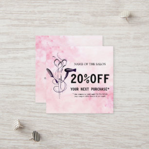Tarjeta de descuento de salón de belleza de acuare