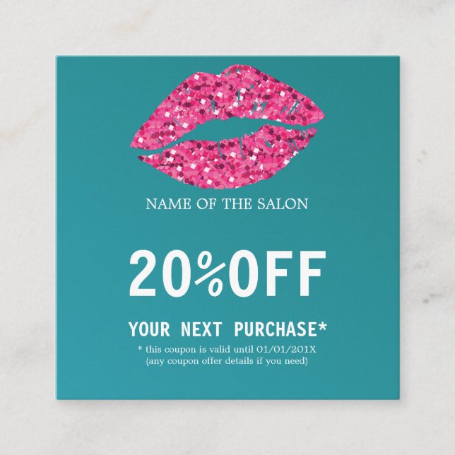 Tarjeta de descuento de salón de belleza para los  (Anverso)