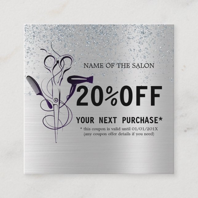 Tarjeta de descuento de Salón de Belleza Silver Gl (Anverso)