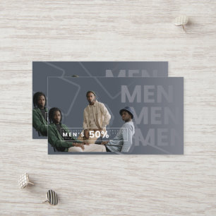 Tarjeta de descuento del 50% para hombres