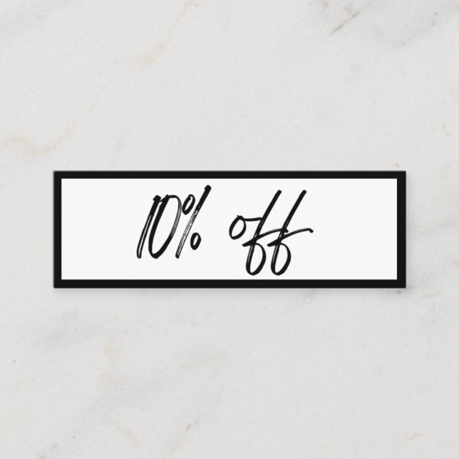 Tarjeta de descuento en blanco y negro (Anverso)