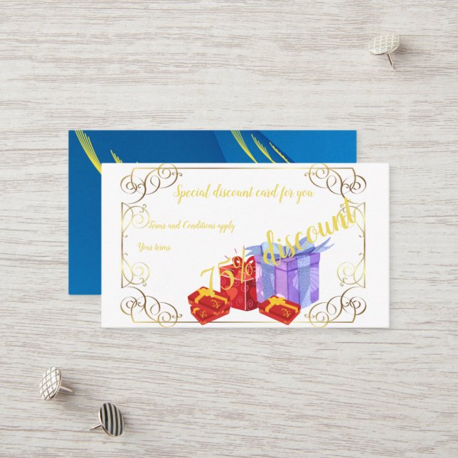 Tarjeta de descuento estándar de 3,5" x 2,0" (Anverso/Reverso In Situ)