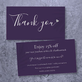 Tarjeta de descuento Gracias por comprar Purple