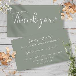 Tarjeta de descuento Gracias por comprar Sage Gree