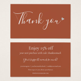 Tarjeta de descuento Gracias por comprar Terracott