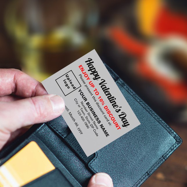 Tarjeta de descuento Gray de Business Valentine (Attract more customers this Valentine's Day. Business Valentine gray discount card.)