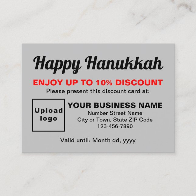 Tarjeta de descuento gris de Hanukkah empresarial (Anverso)