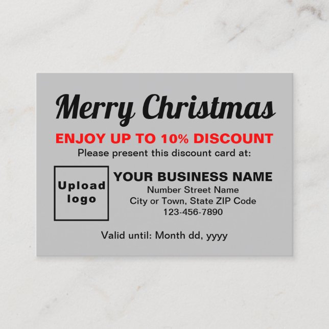 Tarjeta de descuento gris de Navidad empresarial (Anverso)