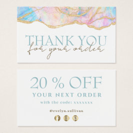 Tarjeta de descuento opal rosa azul