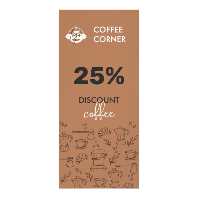 Tarjeta de descuento para café moderna con logotip (Frente)