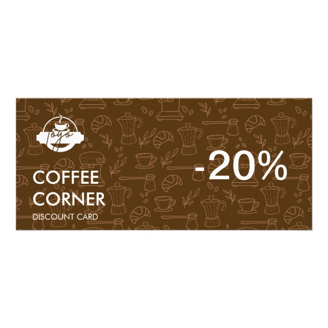 Tarjeta de descuento para cafetería con código QR (Frente)