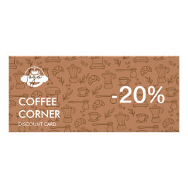 Tarjeta de descuento para cafetería con código QR
