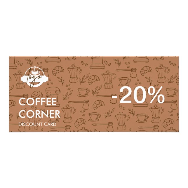 Tarjeta de descuento para cafetería con código QR (Frente)