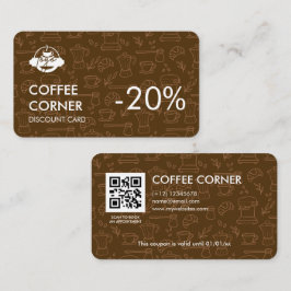 Tarjeta de descuento para cafetería con código QR