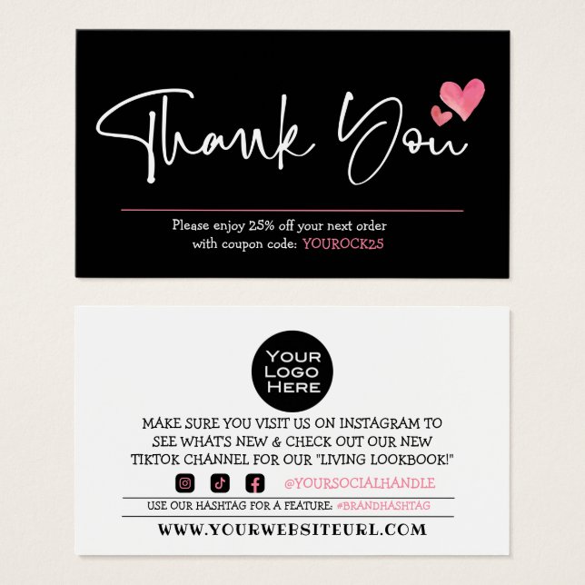 Tarjeta de descuento para clientes de agradecimien (Anverso y reverso)