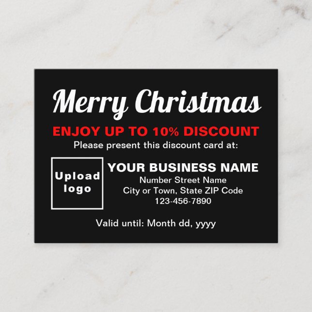 Tarjeta de descuento para Navidades de negocios Bl (Anverso)