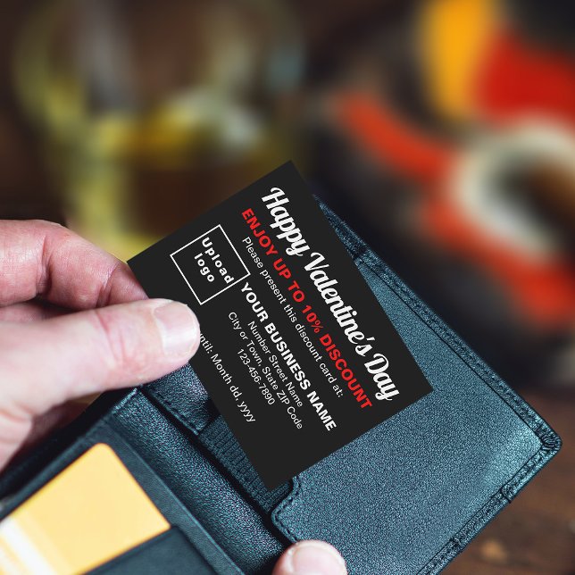 Tarjeta de descuento para negro de Business Valent (Attract more customers this Valentine's Day. Business Valentine black discount card.)