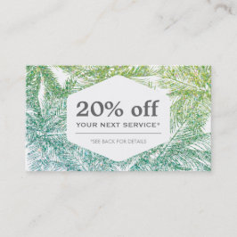 Tarjeta de descuento para palmas de Purpurina verd