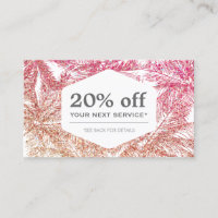 Tarjeta de descuento para palmas Purpurinas Tropic