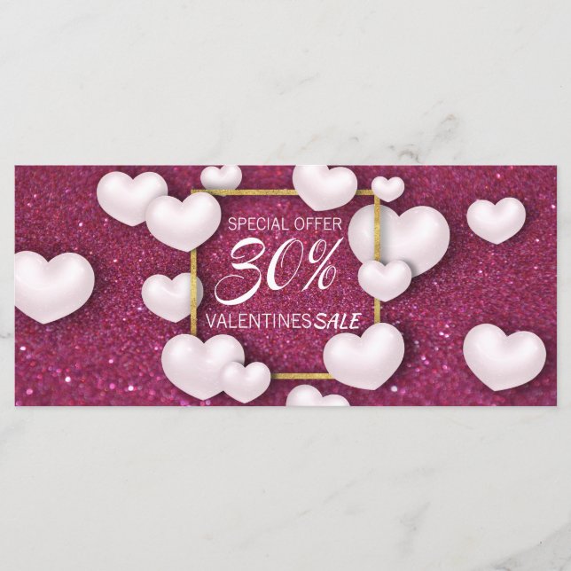 Tarjeta de descuento para Purpurinas de corazón bl (Anverso)